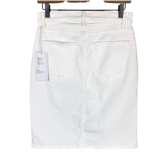 Fidelity NWT Aline Regal White Denim Center Slit Short Knee Length Pencil Skirt - Picture 3 of 8